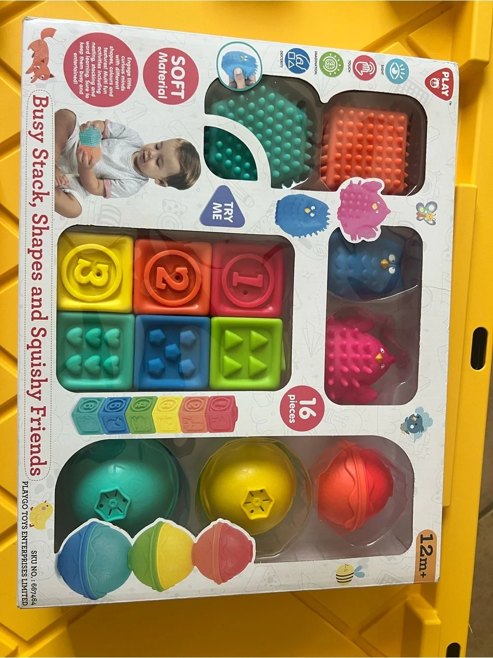 Busy Stack Shapes and Squishy Friends - Multicolor Sensory Stacking Set